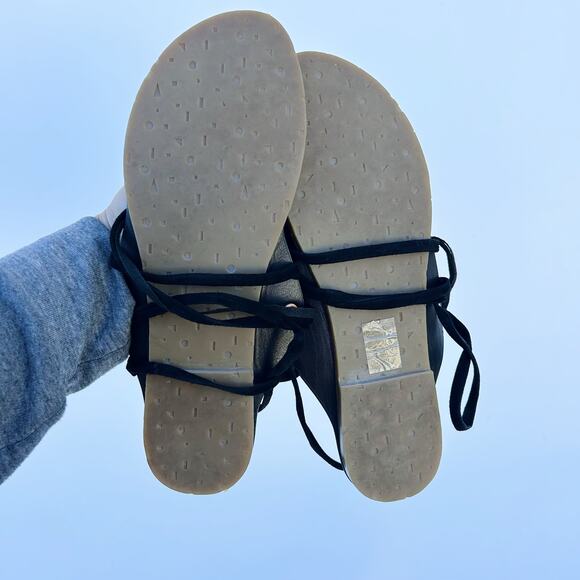 Charlotte Stone Ogden Gladiator Sandal Suede Black Lace Up Flats Black 10 Anthro - Picture 6 of 6